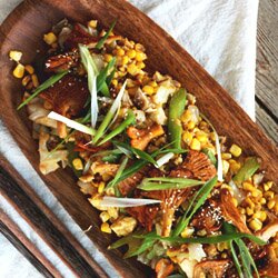 sweet corn and chantrelle stirfry